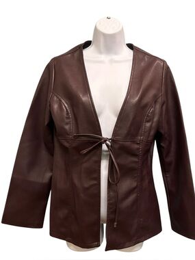 Dynamite Faux Leather Tie Front Cardigan Jacket Size M